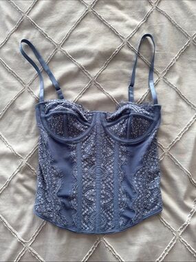 Shein Lace Bustier - Dusty Blue (NEVER WORN)